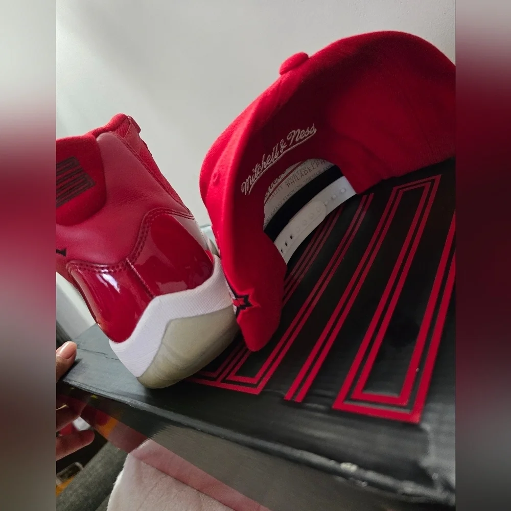 Nike Red and White High-Top Sneakers with Air Cushioning
